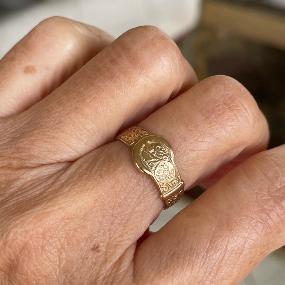 Antique 9k Buckle Ring - Picture 7 of 12